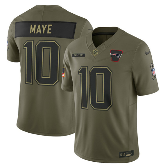 New England Patriots #10 Drake Maye Olive 2025 Salute to Service Limited Football Stitched Jersey