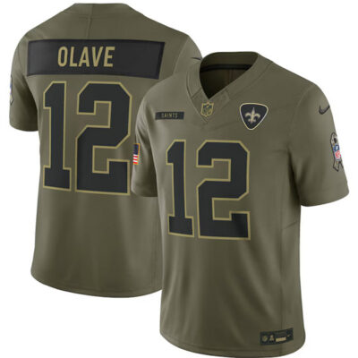 New Orleans Saints #12 Chris Olave Olive 2025 Salute to Service Limited Football Stitched Jersey