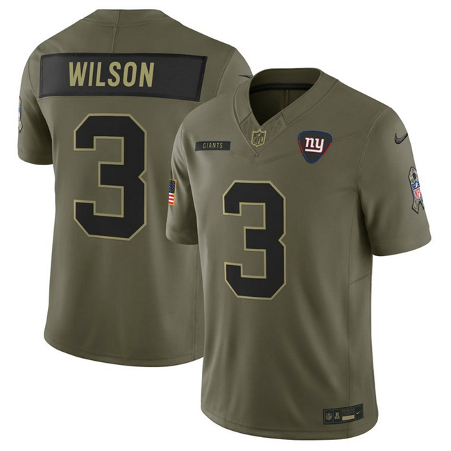 New York Giants #3 Russell Wilson Olive 2025 F.U.S.E. Salute to Service Limited Football Stitched Jersey