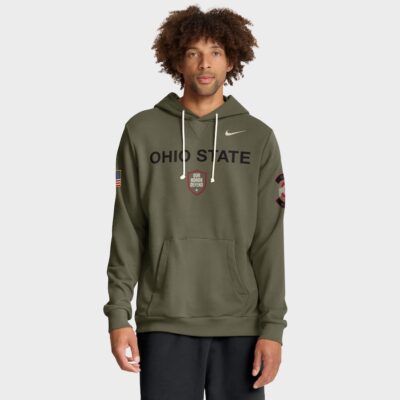 Ohio State Buckeyes 2025 Military Appreciation Dri-FIT Hoodie - Olive