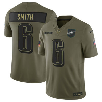 Philadelphia Eagles #6 DeVonta Smith Olive 2025 Salute to Service Limited Football Stitched Jersey