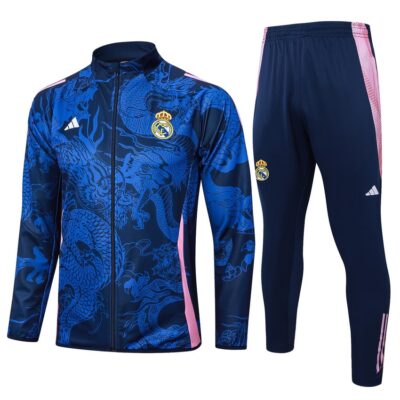 Real Madrid Tracksuit Jacket 2024 2025 Blue Pattern