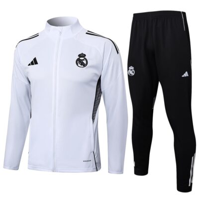 Real Madrid Tracksuit Jacket 2024 2025 White Black