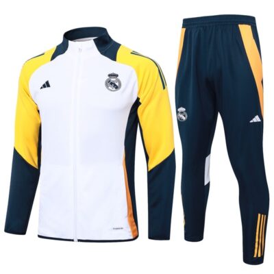 Real Madrid Tracksuit Jacket 2024 2025 White Yellow