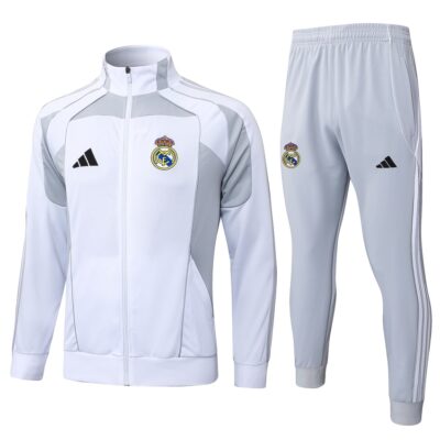 Real Madrid Tracksuit Jacket 2025 2026 White Gray
