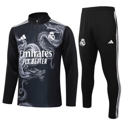 Real Madrid Training Tracksuit 2024 2025 Black Dragon