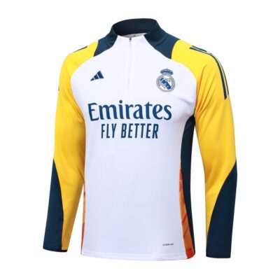 Alternative view of Real Madrid Training Tracksuit 2024 2025 White Yellow