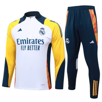 Real Madrid Training Tracksuit 2024 2025 White Yellow