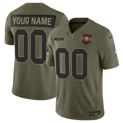 San Francisco 49ers Active Player Custom Olive 2025 Salute to Service Limited Football Stitched Jersey