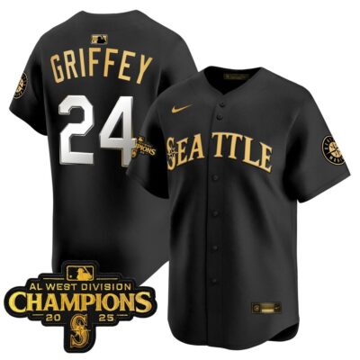 Seattle Mariners 2025 AL West Division Champions Vapor Premier Jersey - Black Gold Ken Griffey Jr.