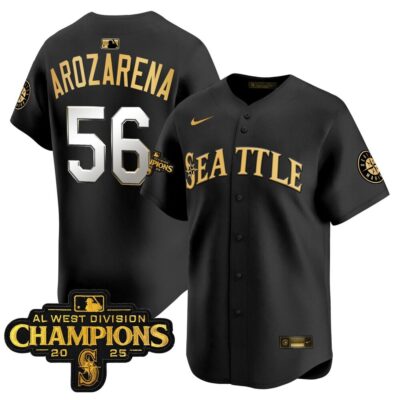 Seattle Mariners 2025 AL West Division Champions Vapor Premier Jersey - Black Gold Randy Arozarena
