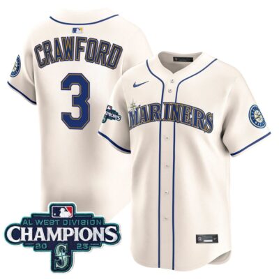Seattle Mariners 2025 AL West Division Champions Vapor Premier Jersey - Cream J.P. Crawford