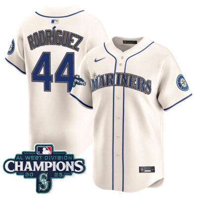 Seattle Mariners 2025 AL West Division Champions Vapor Premier Jersey - Cream Julio Rodriguez