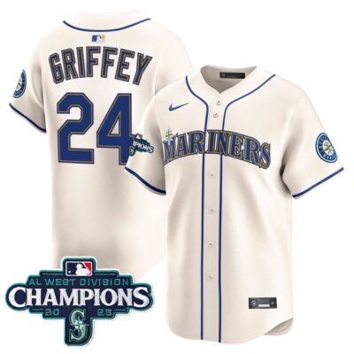 Seattle Mariners 2025 AL West Division Champions Vapor Premier Jersey - Cream Ken Griffey Jr.