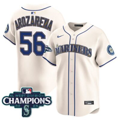 Seattle Mariners 2025 AL West Division Champions Vapor Premier Jersey - Cream Randy Arozarena