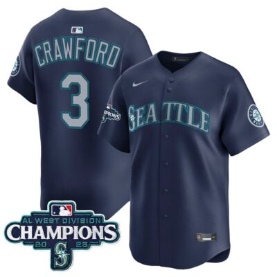 Seattle Mariners 2025 AL West Division Champions Vapor Premier Jersey - Navy J.P. Crawford