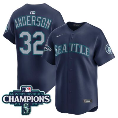 Seattle Mariners 2025 AL West Division Champions Vapor Premier Jersey - Navy Kade Anderson