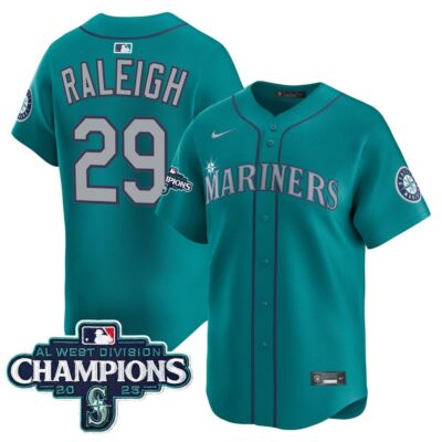 Seattle Mariners 2025 AL West Division Champions Vapor Premier Jersey - Teal Cal Raleigh