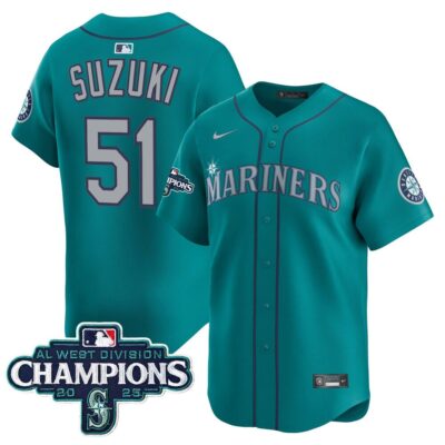 Seattle Mariners 2025 AL West Division Champions Vapor Premier Jersey - Teal Ichiro Suzuki