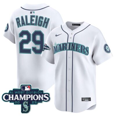 Seattle Mariners 2025 AL West Division Champions Vapor Premier Jersey - White Cal Raleigh