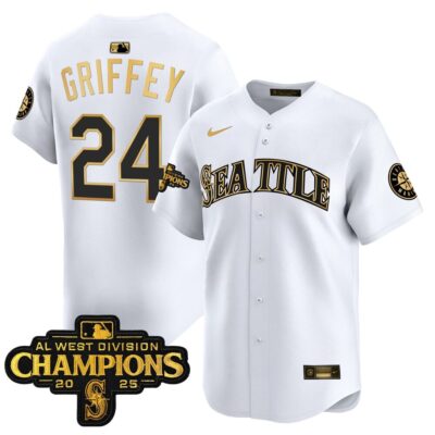 Seattle Mariners 2025 AL West Division Champions Vapor Premier Jersey - White Gold Ken Griffey Jr.