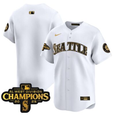 Seattle Mariners 2025 AL West Division Champions Vapor Premier Jersey - White Gold Team