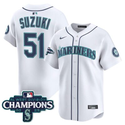 Seattle Mariners 2025 AL West Division Champions Vapor Premier Jersey - White Ichiro Suzuki