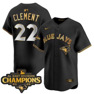 Toronto Blue Jays 2025 AL East Division Champions Vapor Premier Limited Jersey - Black Gold Ernie Clement