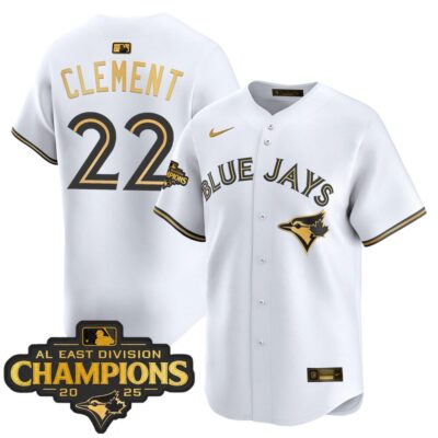 Toronto Blue Jays 2025 AL East Division Champions Vapor Premier Limited Jersey - White Gold Ernie Clement