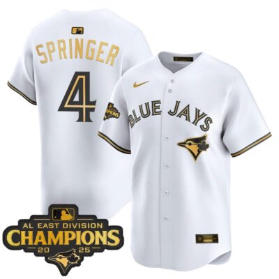 Toronto Blue Jays 2025 AL East Division Champions Vapor Premier Limited Jersey - White Gold George Springer
