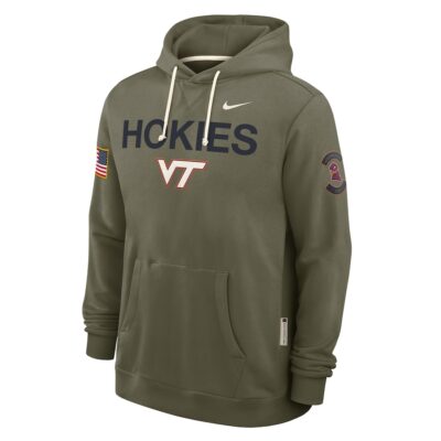 Alternative view of Virginia Tech Hokies 2025 Military Appreciation Dri-FIT Hoodie - Olive