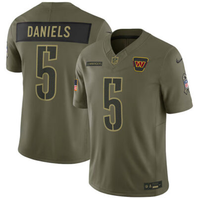Washington Commanders #5 Jayden Daniels Olive 2025 Salute to Service Limited Football Stitched Jersey