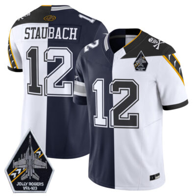 #12 Roger Staubach Split Dallas Cowboys x Navy Midshipmen Vapor Limited Jersey - Roger Staubach
