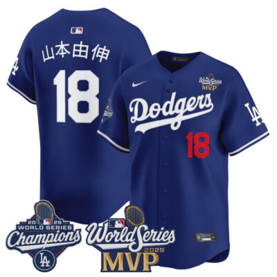 #18 Yoshinobu Yamamoto 2025 World Series MVP Vapor Premier Limited Jersey  - Kanji Royal