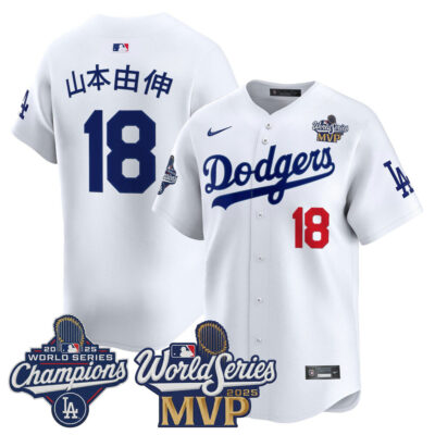 #18 Yoshinobu Yamamoto 2025 World Series MVP Vapor Premier Limited Jersey  - Kanji White