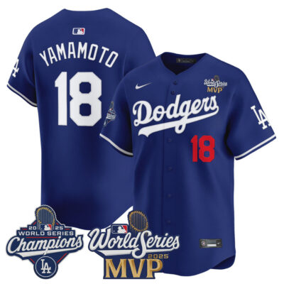 #18 Yoshinobu Yamamoto 2025 World Series MVP Vapor Premier Limited Jersey  - Royal