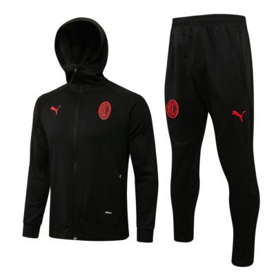 2021-2022 AC Milan Hoodie Jacket + Pants Training Suit Black
