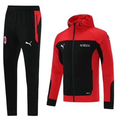 2021-2022 AC Milan Hoodie Jacket + Pants Training Suit Red
