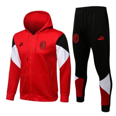2021-2022 AC Milan Hoodie Jacket + Pants Training Suit Red