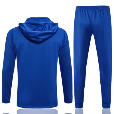 Alternative view of 2021-2022 Barcelona Hoodie Jacket + Pants Training Suit Blue
