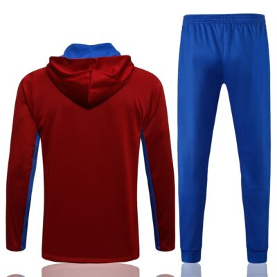 Alternative view of 2021-2022 Barcelona Hoodie Jacket + Pants Training Suit Red