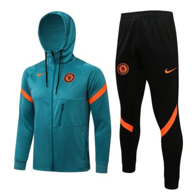 2021-2022 Chelsea Hoodie Jacket + Pants Training Suit Dark Green