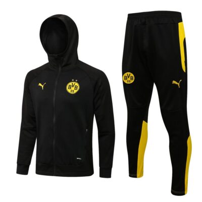 2021-2022 Dortmund Hoodie Jacket + Pants Training Suit Black