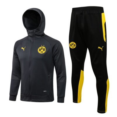 2021-2022 Dortmund Hoodie Jacket + Pants Training Suit Grey