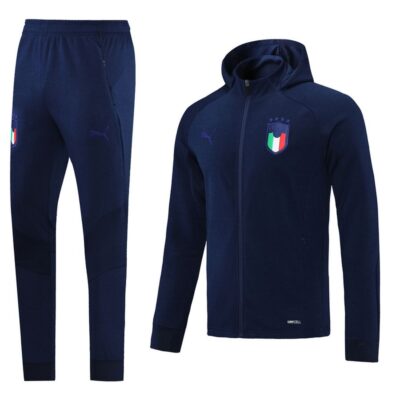 2021-2022 Italy Hoodie Jacket + Pants Training Suit Blue