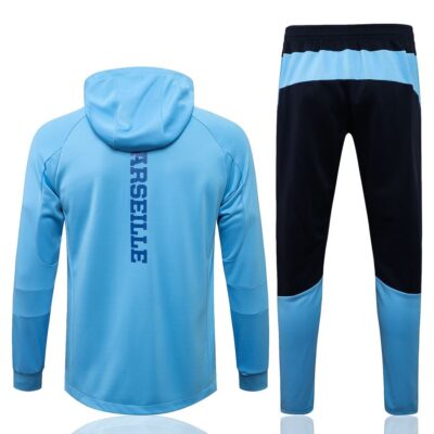 Alternative view of 2021-2022 Olympique Marseille Hoodie Jacket + Pants Training Suit Light Blue