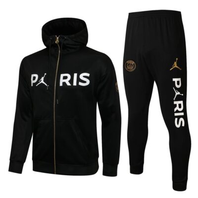 2021-2022 PSG Hoodie Jacket + Pants Training Suit Black