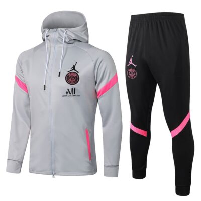 2021-2022 PSG Hoodie Jacket + Pants Training Suit Grey