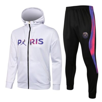 2021-2022 PSG Hoodie Jacket + Pants Training Suit White