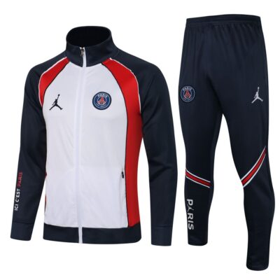 2021-2022 PSG Jacket + Pants Training Suit High Collar White